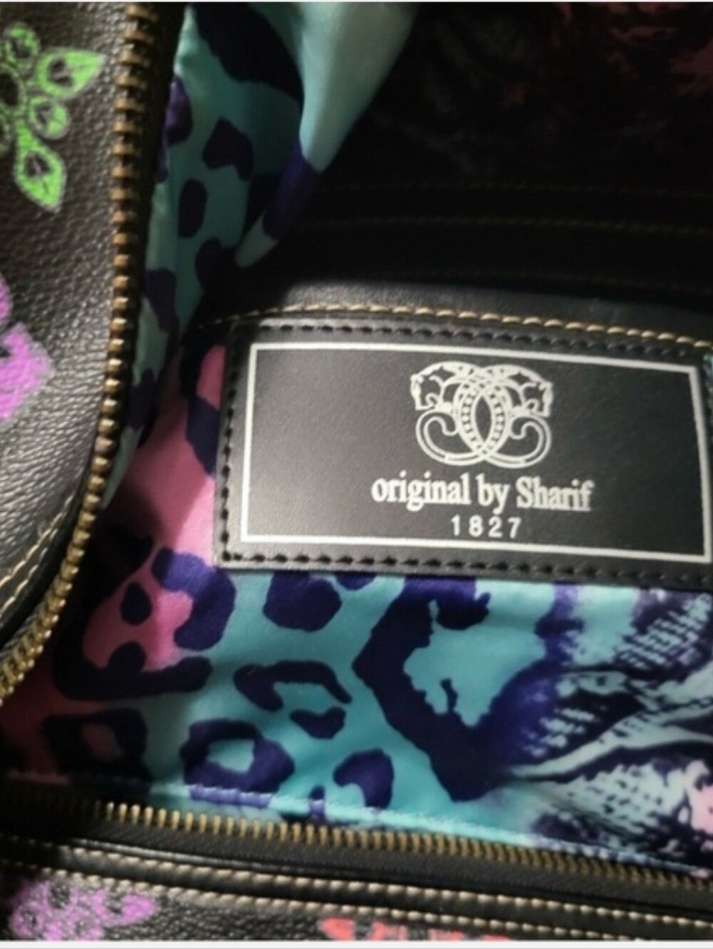 Sharif Black Travel Duffel with Multicolor Logo Print & Dove Patch - Picture 3 of 9